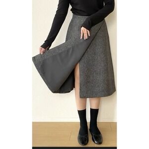 Uniqlo X JW Anderson Wrap Skirt Women's S Grey Tweed Wool Blend Classic Preppy